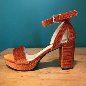 CL By Laundry Gaily Orange Velvet Heels